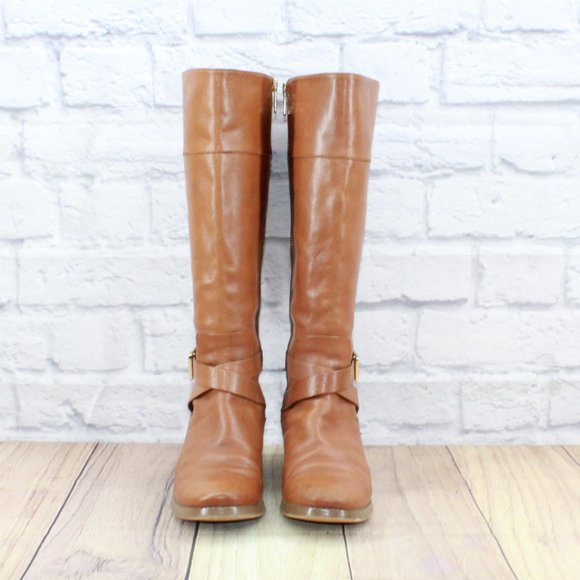 Michael Kors St15h Brown Zip-up Knee High Lined Leather Boots Size 6.5 M - Picture 5 of 13